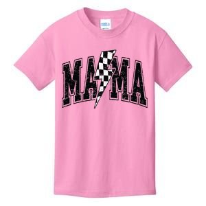 Checkered Mama Lightning Bolt MotherS Day For Mom Mother Kids T-Shirt