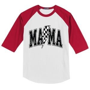 Checkered Mama Lightning Bolt MotherS Day For Mom Mother Kids Colorblock Raglan Jersey