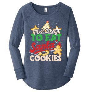 Christmas Most Likely To Eat SantaS Cookies Family Matching Great Gift Women's Perfect Tri Tunic Long Sleeve Shirt