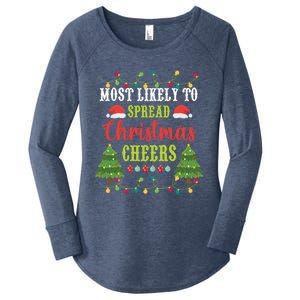 Christmas Most Likely To Spread Christmas Cheers Matching Gift Women's Perfect Tri Tunic Long Sleeve Shirt