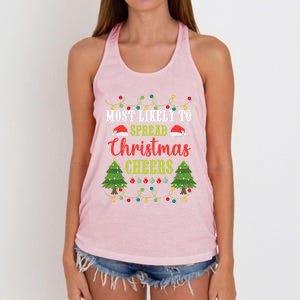 Christmas Most Likely To Spread Christmas Cheers Matching Gift Women's Knotted Racerback Tank