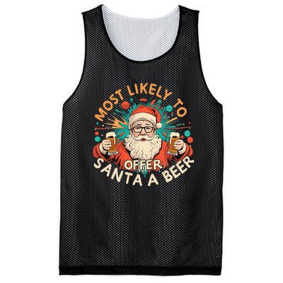 Christmas Most Likely To Offer Santa A Beer Xmas Ornaments Mesh Reversible Basketball Jersey Tank