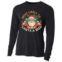 Christmas Most Likely To Offer Santa A Beer Xmas Ornaments Cooling Performance Long Sleeve Crew