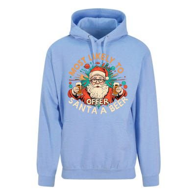 Christmas Most Likely To Offer Santa A Beer Xmas Ornaments Unisex Surf Hoodie