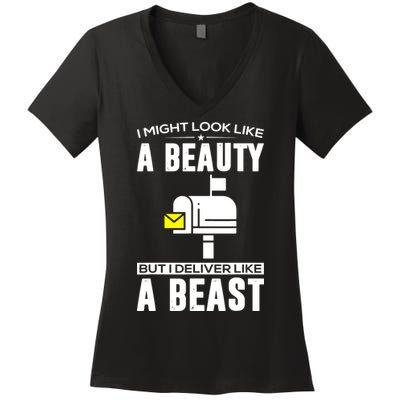 Cute Mail Lady Mail Carrier Postal Worker Women's V-Neck T-Shirt