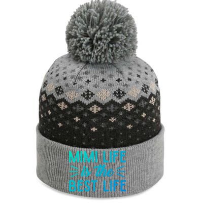 Cute Mimi Life Is The Best Life Letter Graphic Grandma Bless Gift The Baniff Cuffed Pom Beanie