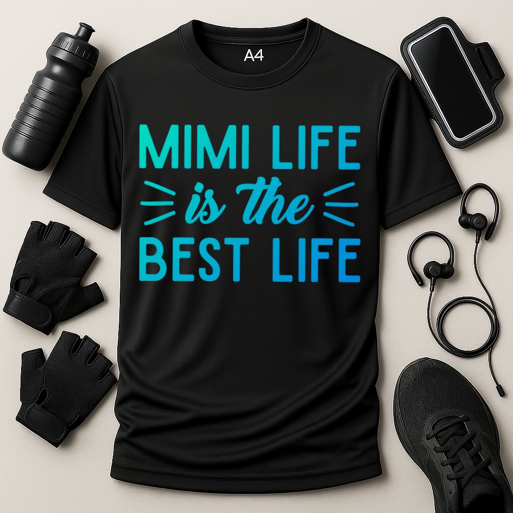 Cute Mimi Life Is The Best Life Letter Graphic Grandma Bless Gift Cooling Performance Crew T-Shirt
