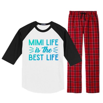 Cute Mimi Life Is The Best Life Letter Graphic Grandma Bless Gift Raglan Sleeve Pajama Set