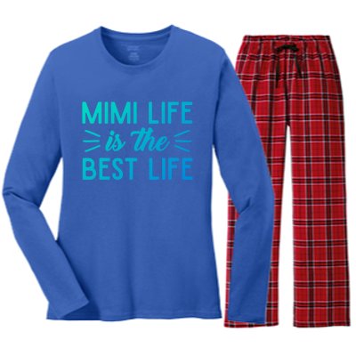 Cute Mimi Life Is The Best Life Letter Graphic Grandma Bless Gift Women's Long Sleeve Flannel Pajama Set 