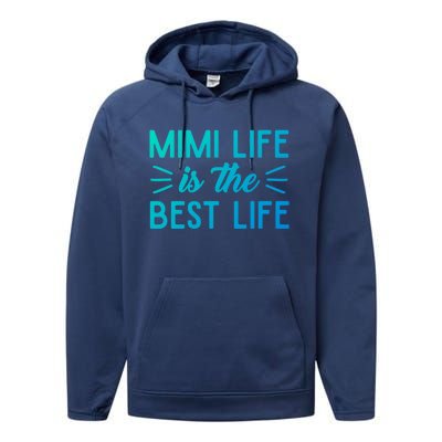 Cute Mimi Life Is The Best Life Letter Graphic Grandma Bless Gift Performance Fleece Hoodie