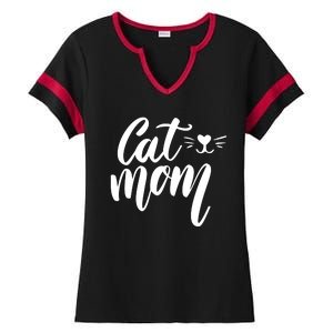 Cat Mom Lover Cute Gift Ladies Halftime Notch Neck Tee