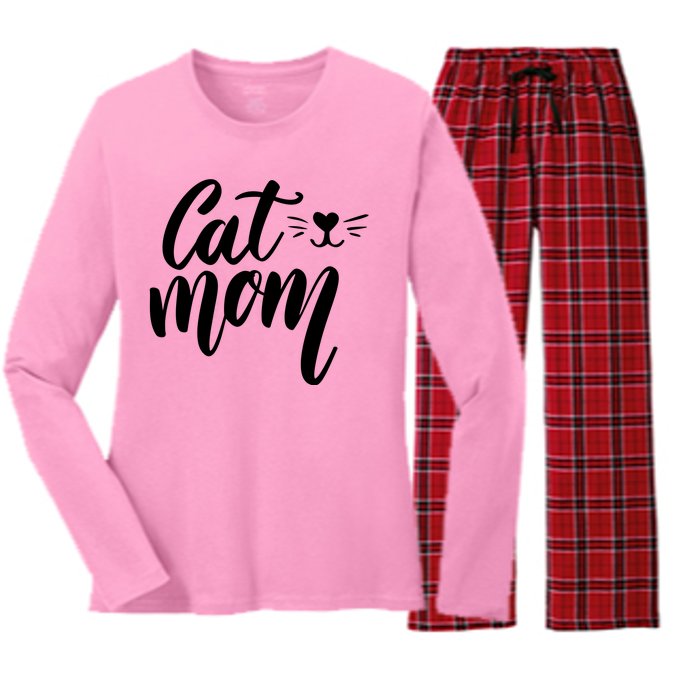 Cat Mom Lover Cute Gift Women's Long Sleeve Flannel Pajama Set 