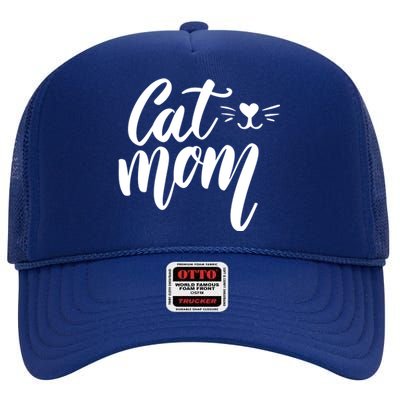 Cat Mom Lover Cute Gift High Crown Mesh Back Trucker Hat