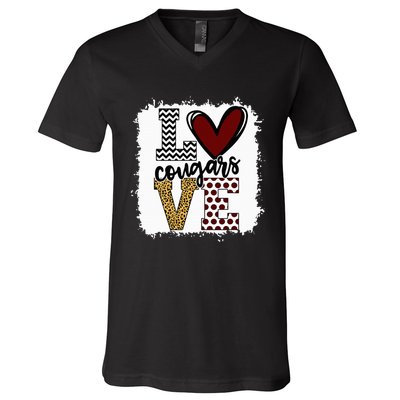 Cougars Mascot Love  School Spirit Fantastic Gifts V-Neck T-Shirt