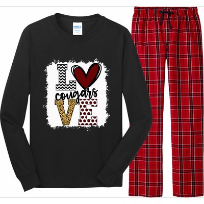 Cougars Mascot Love  School Spirit Fantastic Gifts Long Sleeve Pajama Set