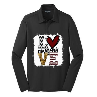 Cougars Mascot Love  School Spirit Fantastic Gifts Silk Touch Performance Long Sleeve Polo