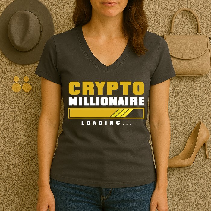 Crypto Millionaire Loading Women's V-Neck T-Shirt