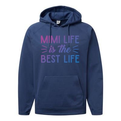 Cute Mimi Life Is The Best Life Letter Graphic Grandma Bless Gift Performance Fleece Hoodie