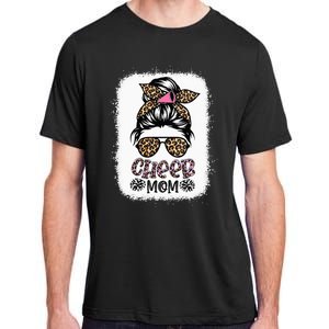 Cheer Mom Leopard Messy Bun Cheerleader Bleached Mothers Day Adult ChromaSoft Performance T-Shirt