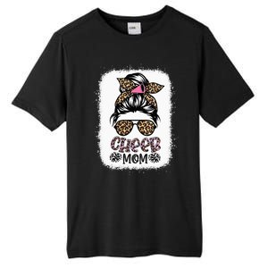 Cheer Mom Leopard Messy Bun Cheerleader Bleached Mothers Day Tall Fusion ChromaSoft Performance T-Shirt