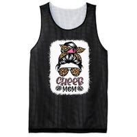 Cheer Mom Leopard Messy Bun Cheerleader Bleached Mothers Day Mesh Reversible Basketball Jersey Tank