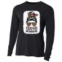 Cheer Mom Leopard Messy Bun Cheerleader Bleached Mothers Day Cooling Performance Long Sleeve Crew