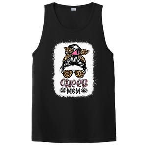 Cheer Mom Leopard Messy Bun Cheerleader Bleached Mothers Day PosiCharge Competitor Tank