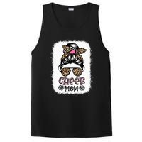 Cheer Mom Leopard Messy Bun Cheerleader Bleached Mothers Day PosiCharge Competitor Tank