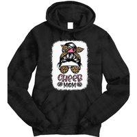 Cheer Mom Leopard Messy Bun Cheerleader Bleached Mothers Day Tie Dye Hoodie