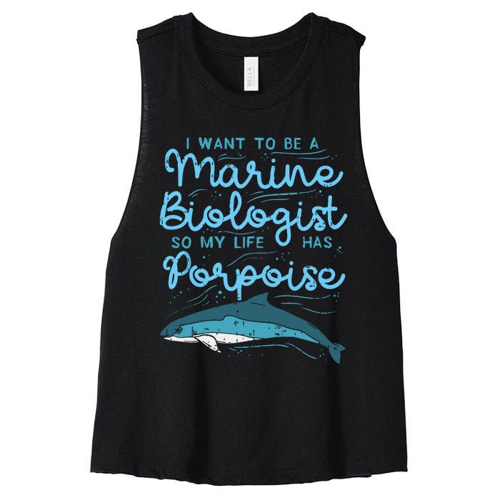 Cute My Life Has Porpoise Future Marine Biology Biologist Women's Racerback Cropped Tank