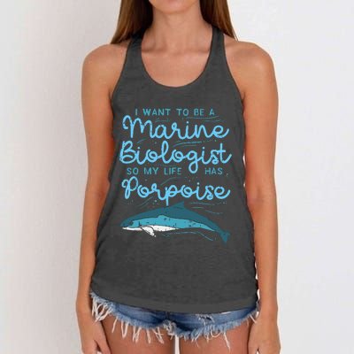 Cute My Life Has Porpoise Future Marine Biology Biologist Women's Knotted Racerback Tank