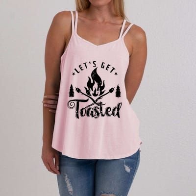 Camping Marshmallow "Let`s Get Toasted" Meaningful Gift Women's Strappy Tank