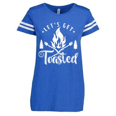 Camping Marshmallow "Let`s Get Toasted" Meaningful Gift Enza Ladies Jersey Football T-Shirt