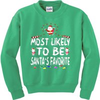 Christmas Most Likely To Be Santas Favorite Funny Family Gift Kids Sweatshirt