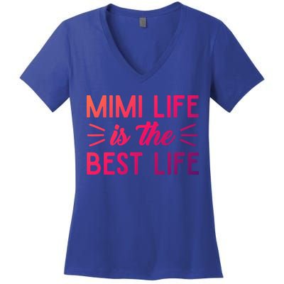 Cute Mimi Life Is The Best Life Letter Graphic Grandma Bless Gift Women's V-Neck T-Shirt