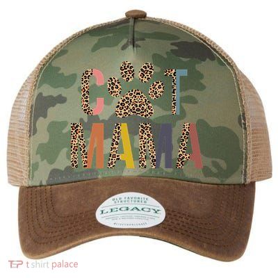 Cat Mama Leopard Mom Pets Kitten Paw Lover Cat Mor Legacy Tie Dye Trucker Hat
