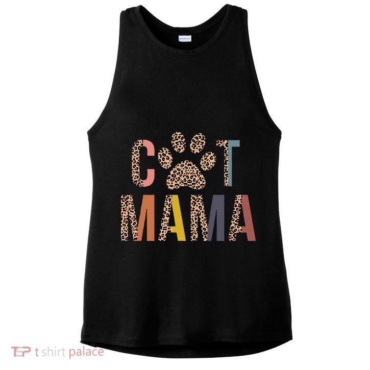Cat Mama Leopard Mom Pets Kitten Paw Lover Cat Mor Ladies PosiCharge Tri-Blend Wicking Tank