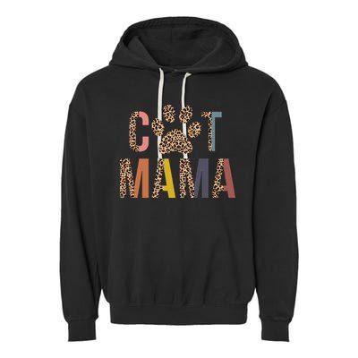 Cat Mama Leopard Mom Pets Kitten Paw Lover Cat Mor Garment-Dyed Fleece Hoodie