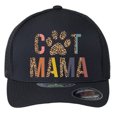 Cat Mama Leopard Mom Pets Kitten Paw Lover Cat Mor Flexfit Unipanel Trucker Cap
