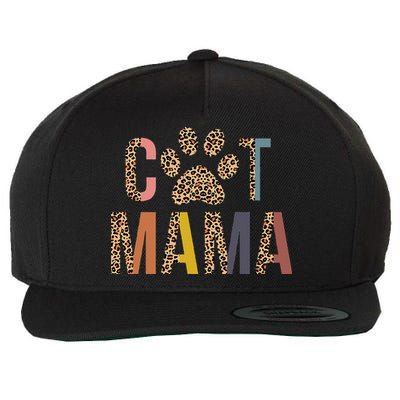 Cat Mama Leopard Mom Pets Kitten Paw Lover Cat Mor Wool Snapback Cap