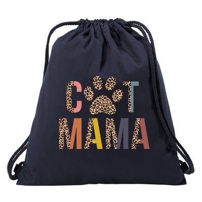 Cat Mama Leopard Mom Pets Kitten Paw Lover Cat Mor Drawstring Bag