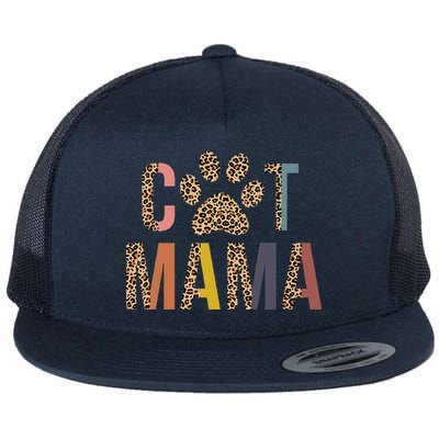 Cat Mama Leopard Mom Pets Kitten Paw Lover Cat Mor Flatbill Hat