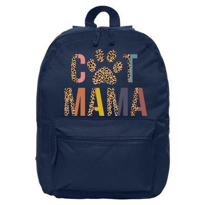 Cat Mama Leopard Mom Pets Kitten Paw Lover Cat Mor 16 in Basic Backpack