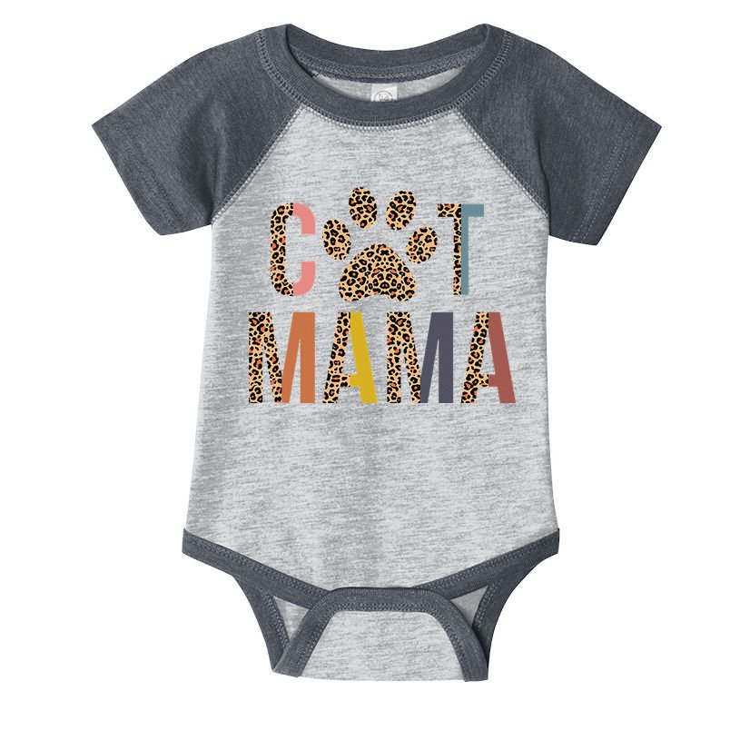 Cat Mama Leopard Mom Pets Kitten Paw Lover Cat Mor Infant Baby Jersey Bodysuit