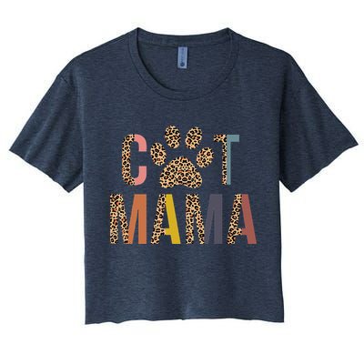 Cat Mama Leopard Mom Pets Kitten Paw Lover Cat Mor Crop Top