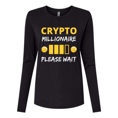 Cryptocurrency Millionaire Loading Please Wait Funny Womens Cotton Relaxed Long Sleeve T-Shirt