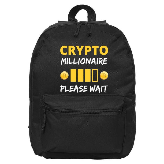Cryptocurrency Millionaire Loading Please Wait Funny 16 in Basic Backpack