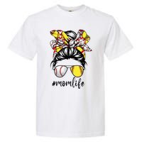 Cute Mom  Life Baseball Softball Messy Bun Mother's Day Garment-Dyed Heavyweight T-Shirt