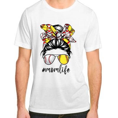 Cute Mom  Life Baseball Softball Messy Bun Mother's Day Adult ChromaSoft Performance T-Shirt