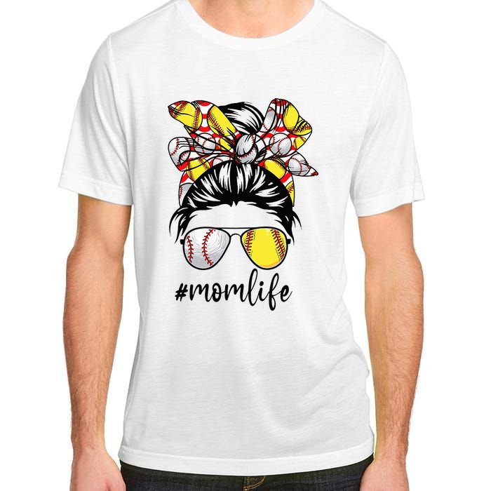 Cute Mom  Life Baseball Softball Messy Bun Mother's Day Adult ChromaSoft Performance T-Shirt